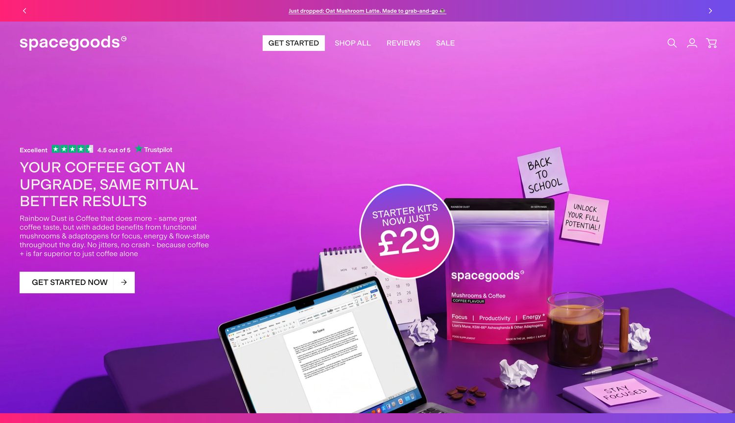 Spacegoods storefront homepage